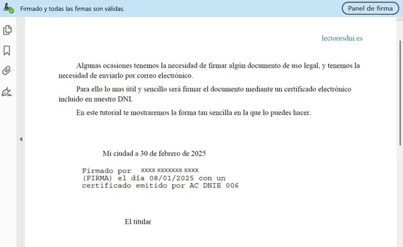 Documento PDF firmado sin grafico