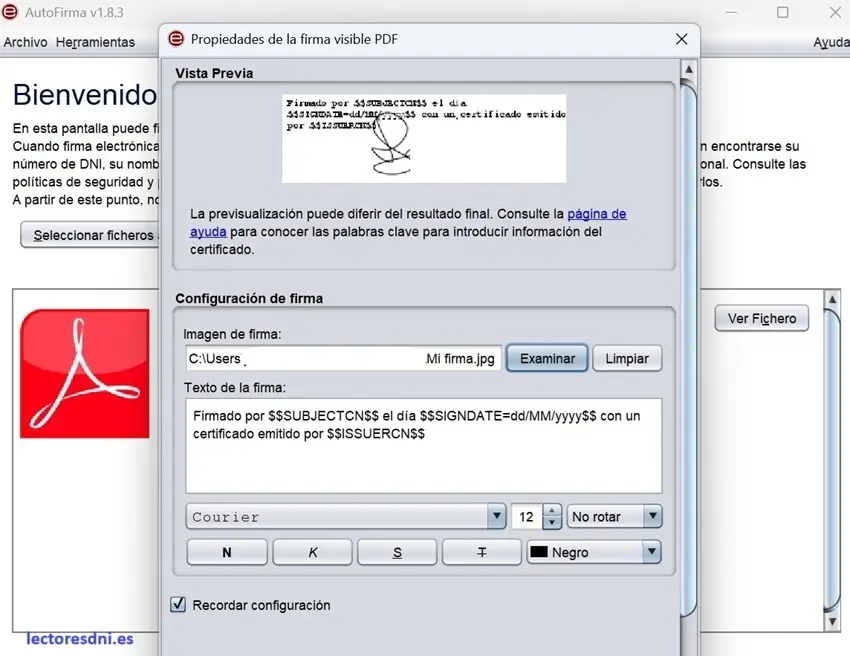 Insercion en PDF de firma