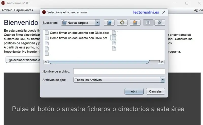 Fichero PDF para firmar con DNI